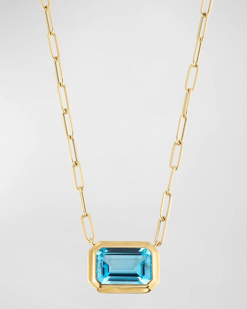 Goshwara Manhattan 18K Yellow Gold East-West Blue Topaz Pendant Necklace Cover