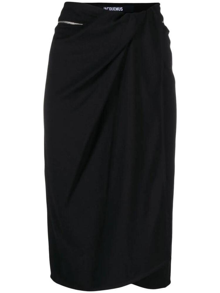 Jacquemus Bodri gathered midi skirt - Black Cover