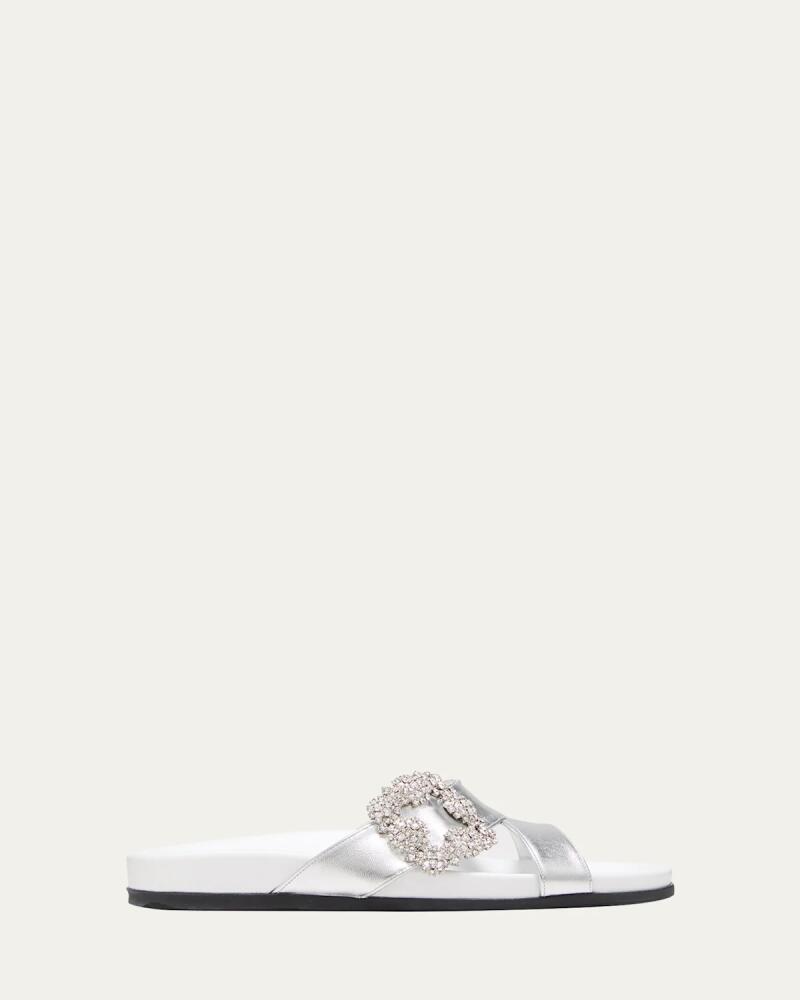 Manolo Blahnik Chilanghi Crystal Buckle Slide Sandals Cover