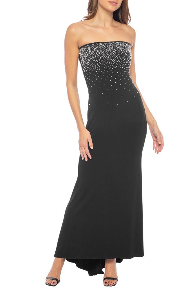 Marina Farj Beaded Bodice Strapless Mermaid Gown in Black Cover