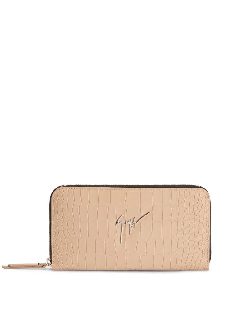 Giuseppe Zanotti zip-around crocodile-effect wallet - Neutrals Cover