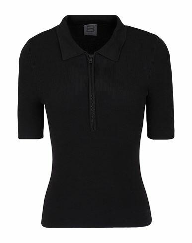 8 By Yoox Viscose Zip-up Polo Neck Top Woman Sweater Black Viscose, Recycled polyamide Cover