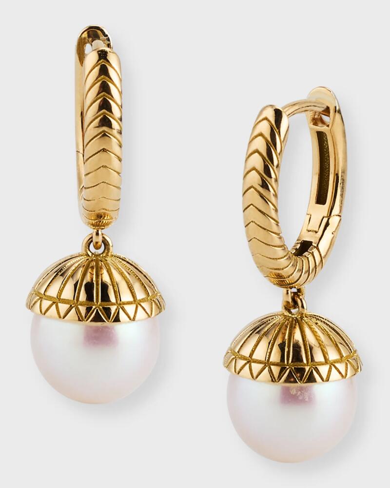 Harwell Godfrey White Pearl Drop Huggie Earrings Cover