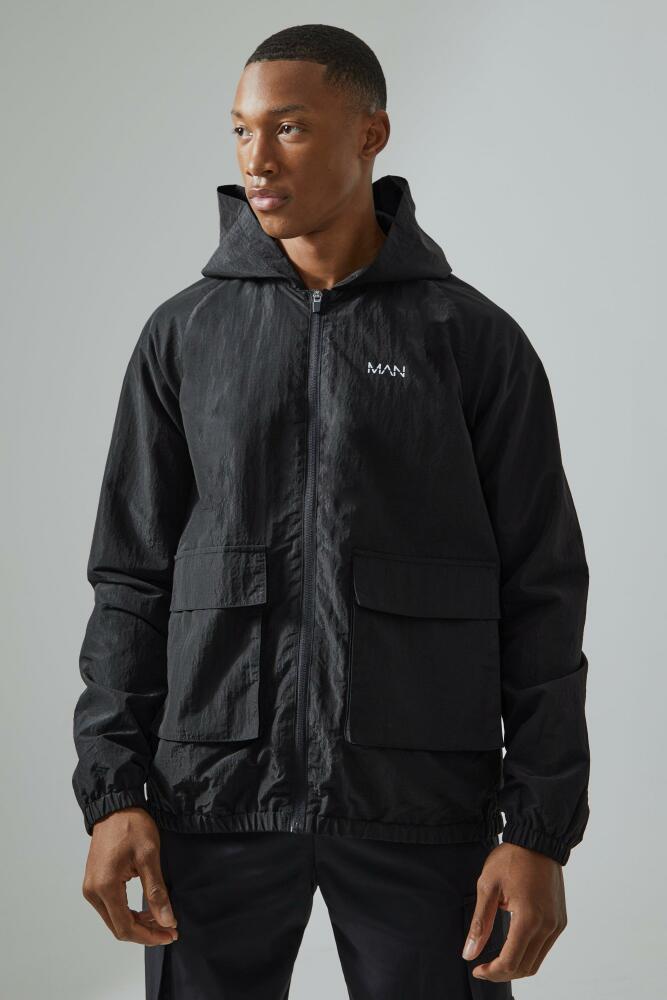 boohoo Mens Man Active Ripstop Nylon Utility Windbreaker - Black Cover