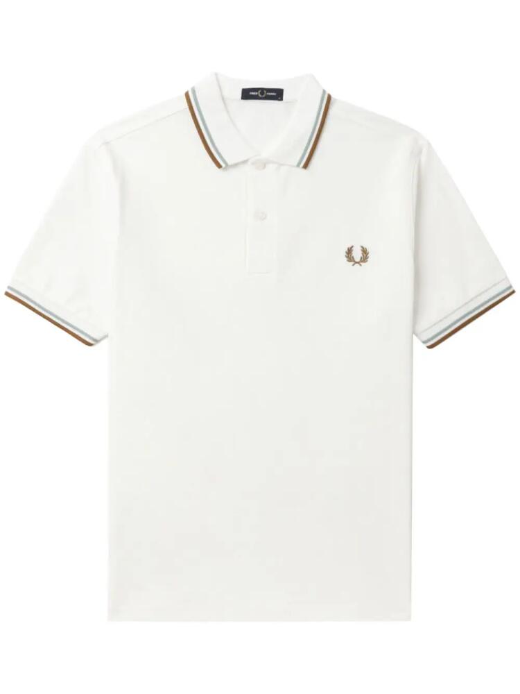 Fred Perry embroidered-logo cotton polo shirt - White Cover