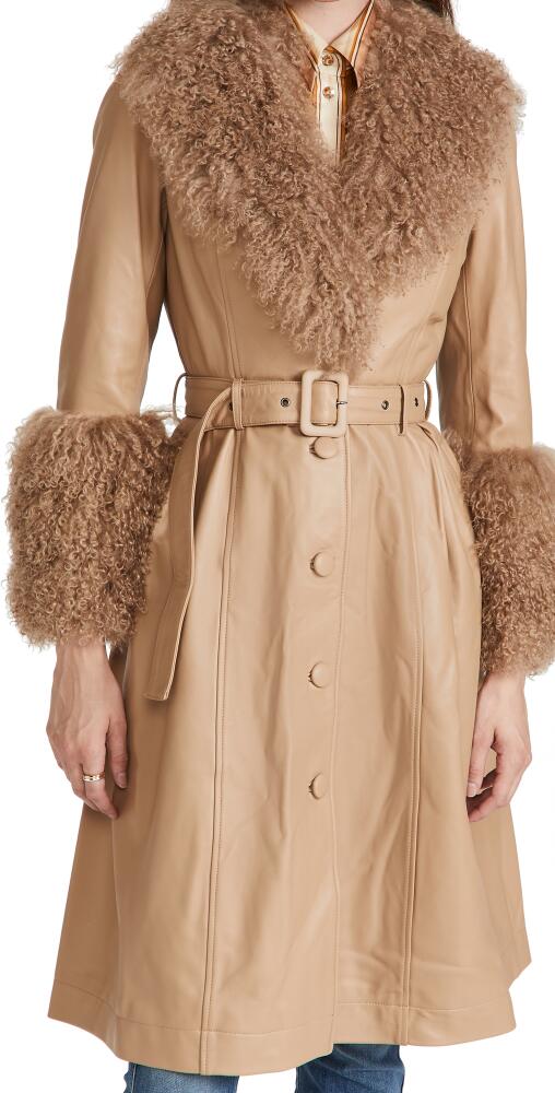 Saks Potts Foxy Shearling Trench Coat Beige Cover