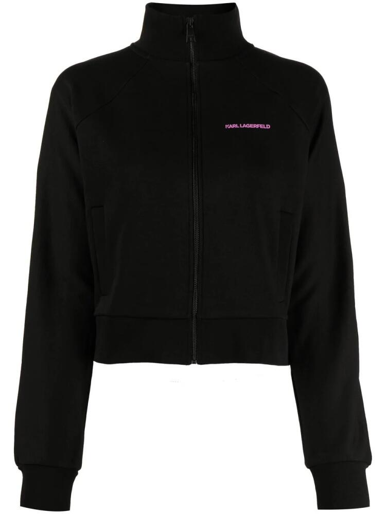 Karl Lagerfeld logo-print zip-up jumper - Black Cover