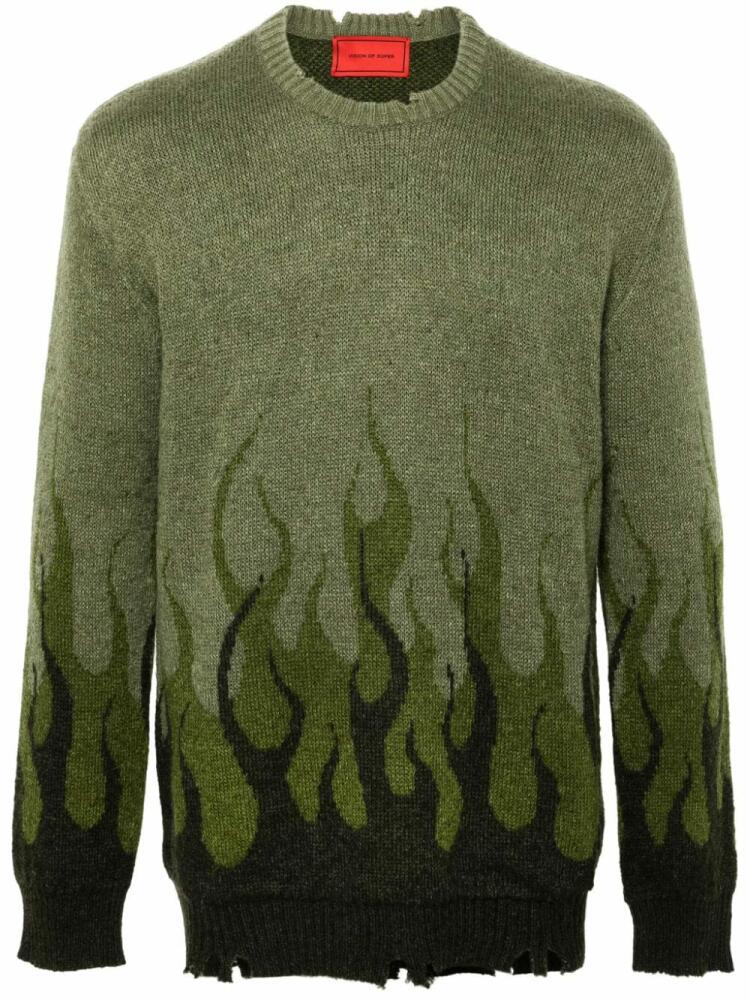 Vision Of Super flame-jacquard sweater - Green Cover