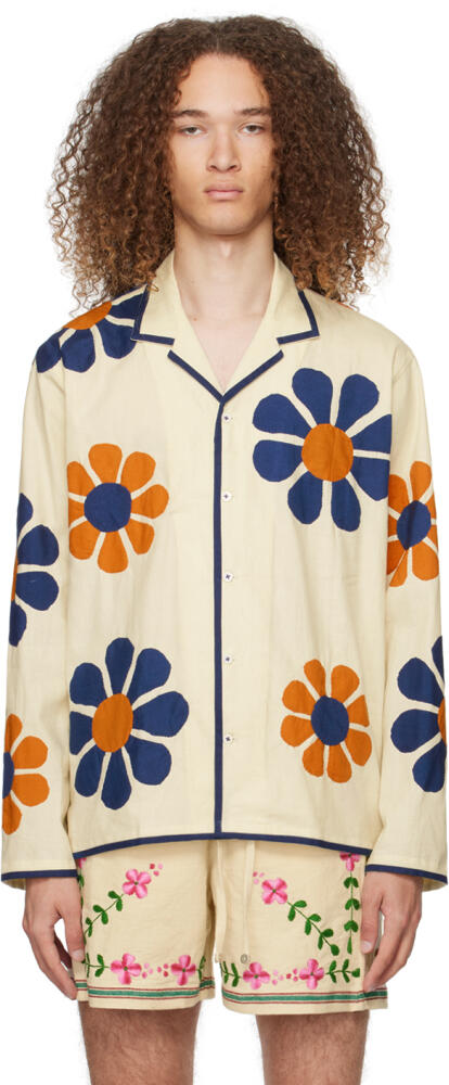 HARAGO Off-White Daisy Appliqué Shirt Cover