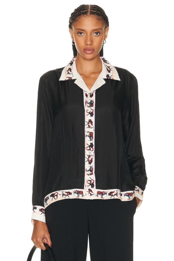 BODE Taureau Long Sleeve Shirt in Black Cover