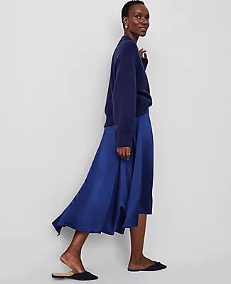 Ann Taylor Studio Collection Asymmetrical Hem Full Midi Skirt Cover