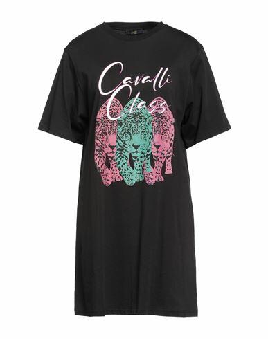 Cavalli Class Woman Mini dress Black Cotton Cover