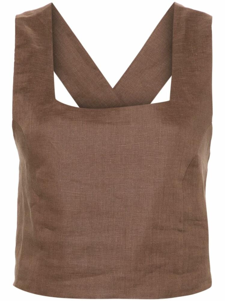 Asceno Cozumel linen cropped top - Brown Cover