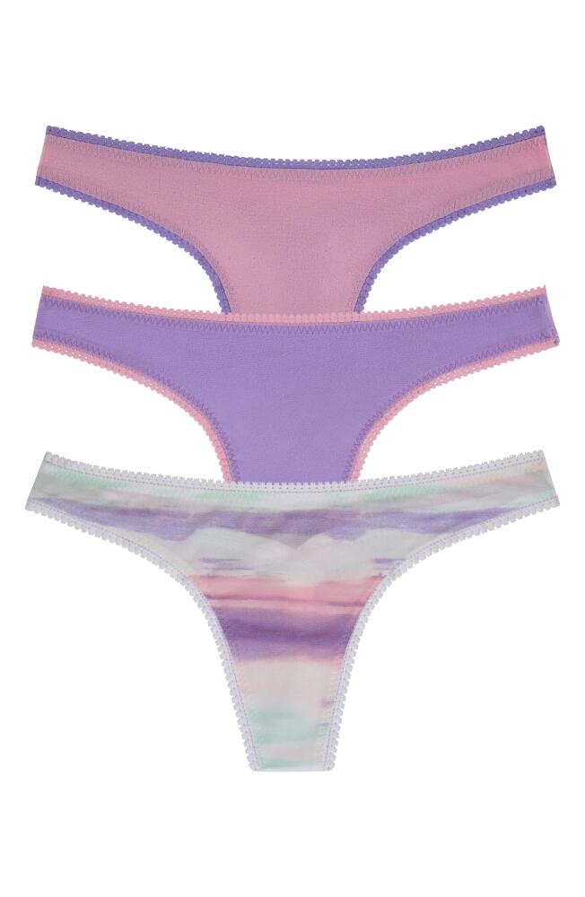 On Gossamer 3-Pack Mesh Thongs in Iris Sunset/Stripe/Sea Pink Cover