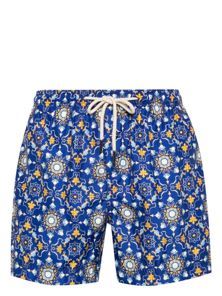 PENINSULA SWIMWEAR Rapallo Mediterranean-pattern swim shorts - Blue Cover