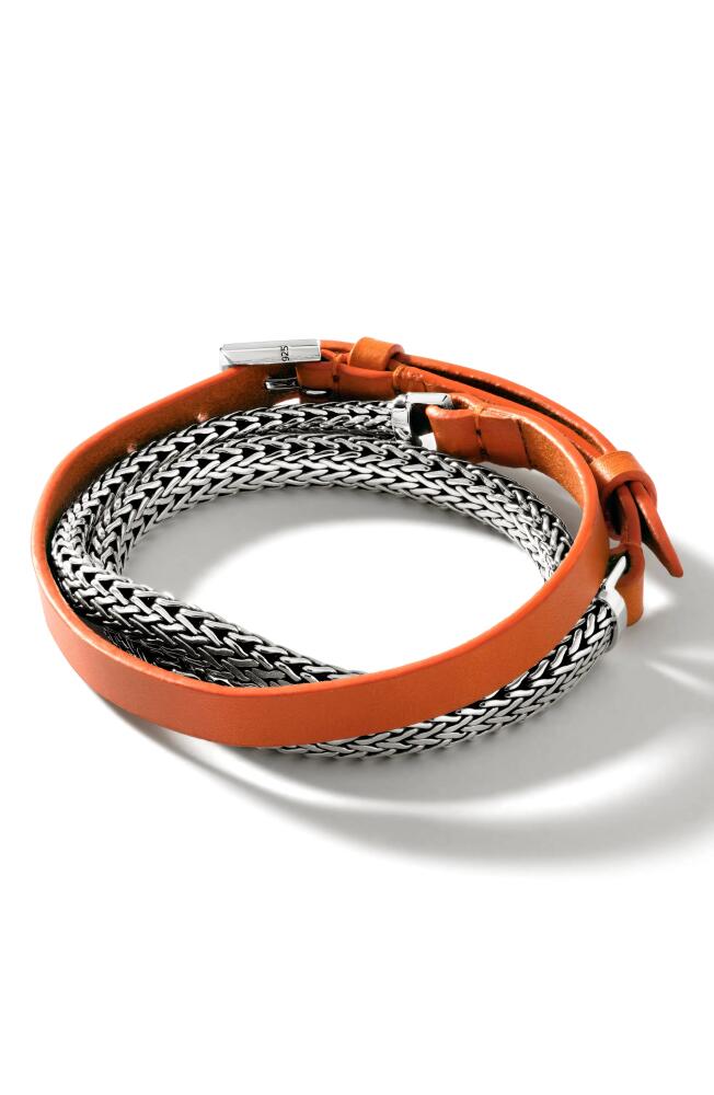 John Hardy Icon Leather & Sterling Silver Wrap Bracelet in Orange Cover