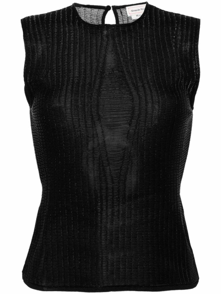 Alexander McQueen metallic-threading knitted tank top - Black Cover