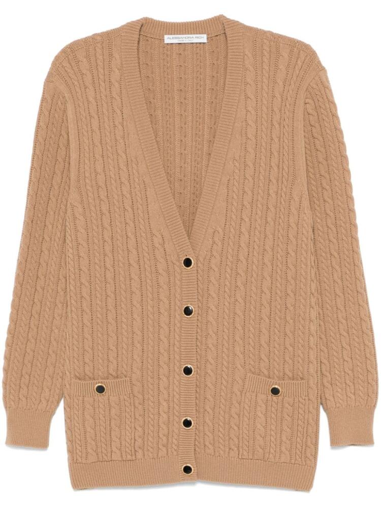 Alessandra Rich cable-knit cardigan - Brown Cover