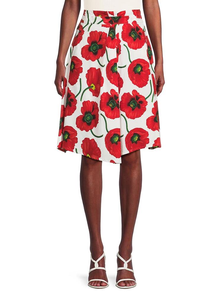 Women's Kenzo Poppy Midi Skirt - White Multi Cover