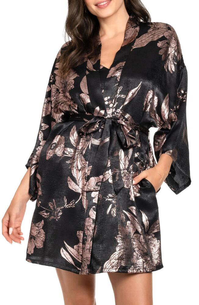 Midnight Bakery Floral Metallic Satin Robe in Black Cover