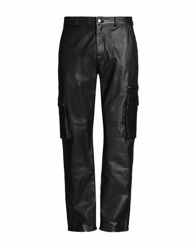 8 By Yoox Leather Straight Leg Cargo Pants Man Pants Black Lambskin Cover