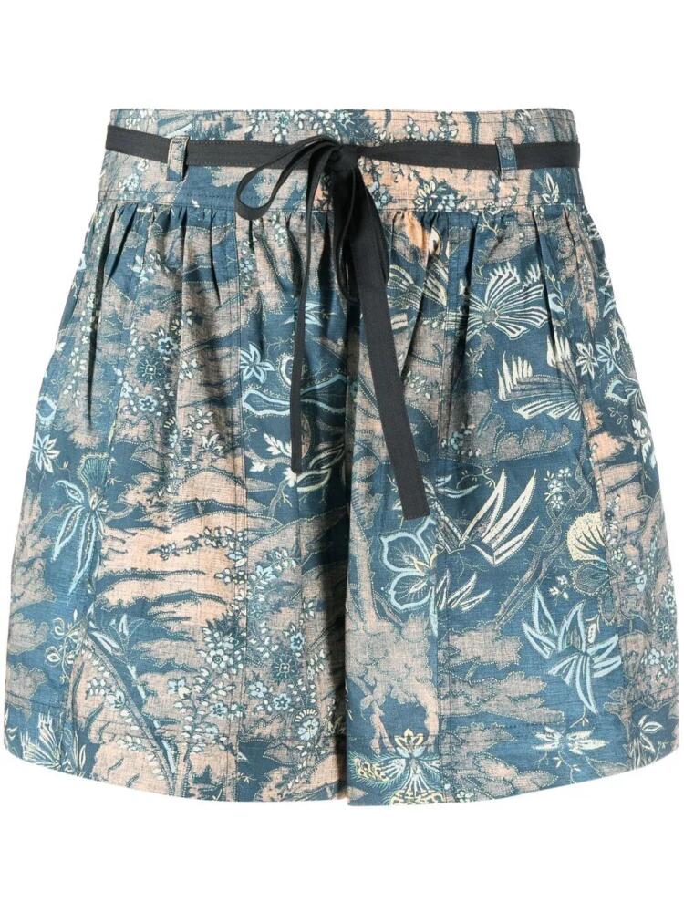 Ulla Johnson floral print belted shorts - Blue Cover