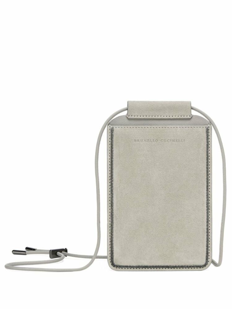 Brunello Cucinelli logo-debossed leather case - Neutrals Cover