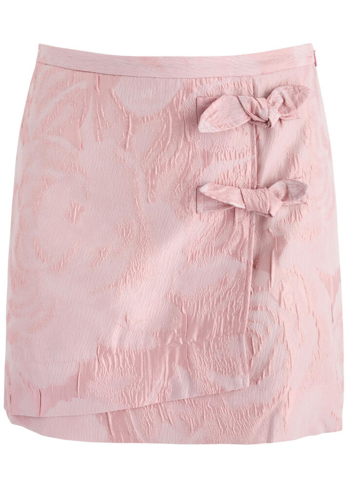 Ganni Floral-jacquard Cloqué Mini Skirt - Pink Cover