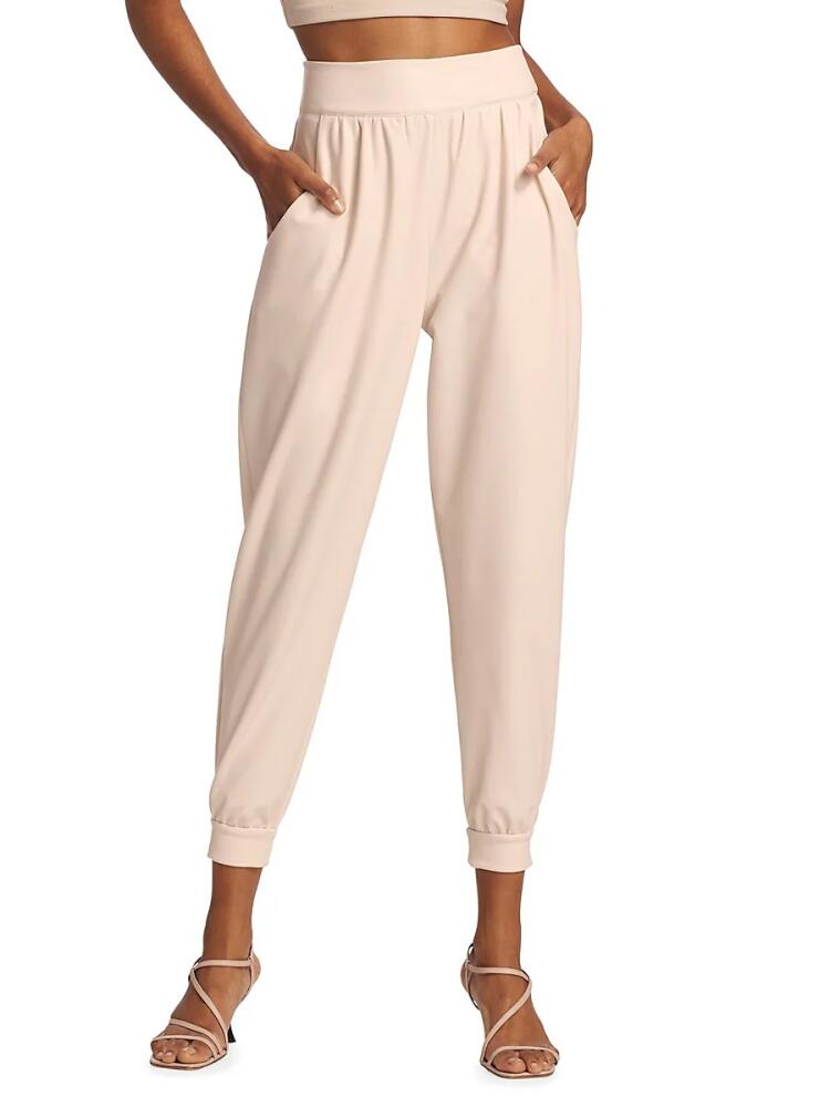 susana monaco Women's Faux Leather Jogger Pants - Blanched Almond Cover