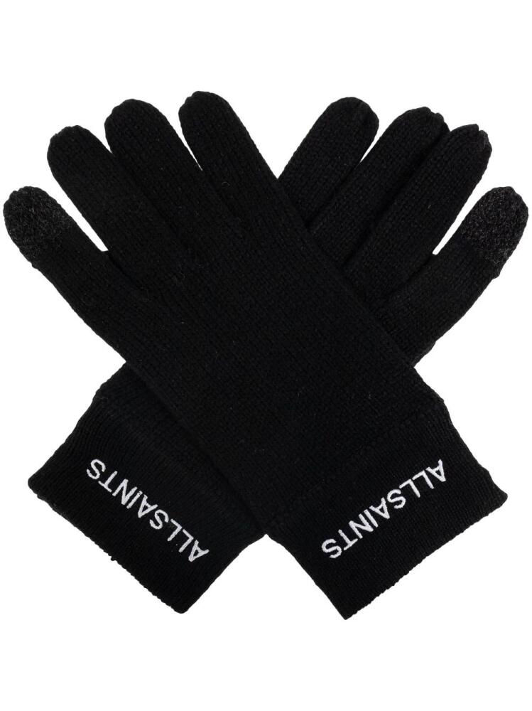 AllSaints logo-embroidered gloves - Black Cover