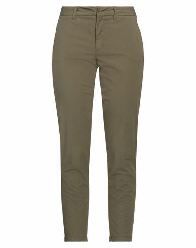 Pt Torino Woman Pants Military green Cotton, Elastane Cover