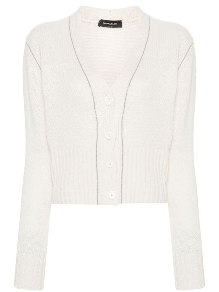 Fabiana Filippi bead-embellished cashmere cardigan - Neutrals Cover