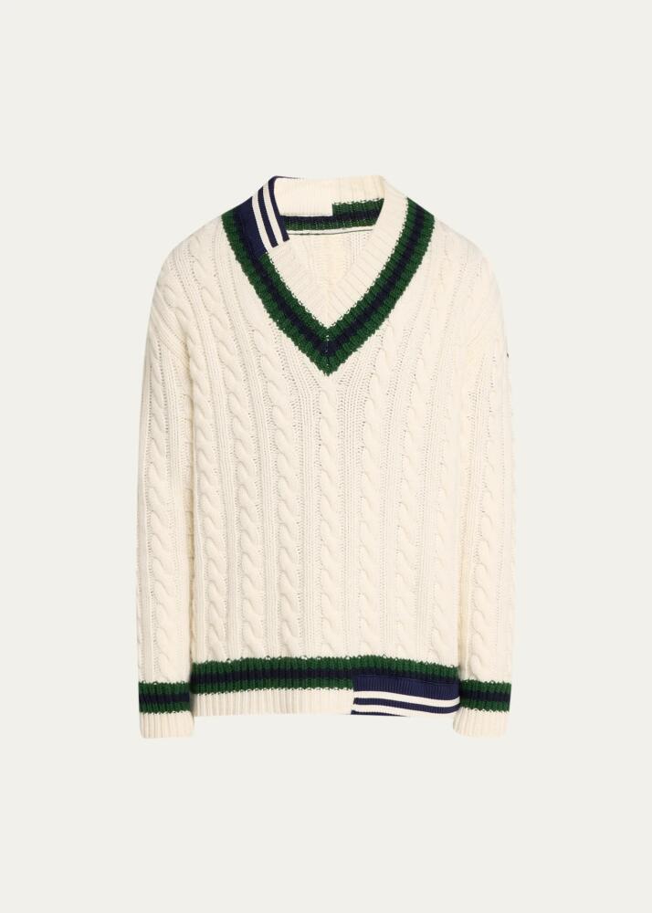 Moncler Genius Moncler x Palm Angels Men's Mixed-Stripe Cable Sweater Cover