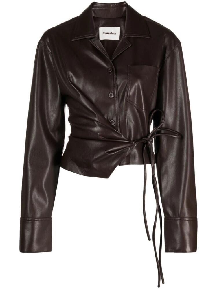 Nanushka Merano faux-leather asymmetric shirt - Brown Cover