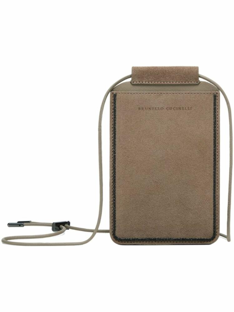 Brunello Cucinelli logo-debossed leather case - Brown Cover