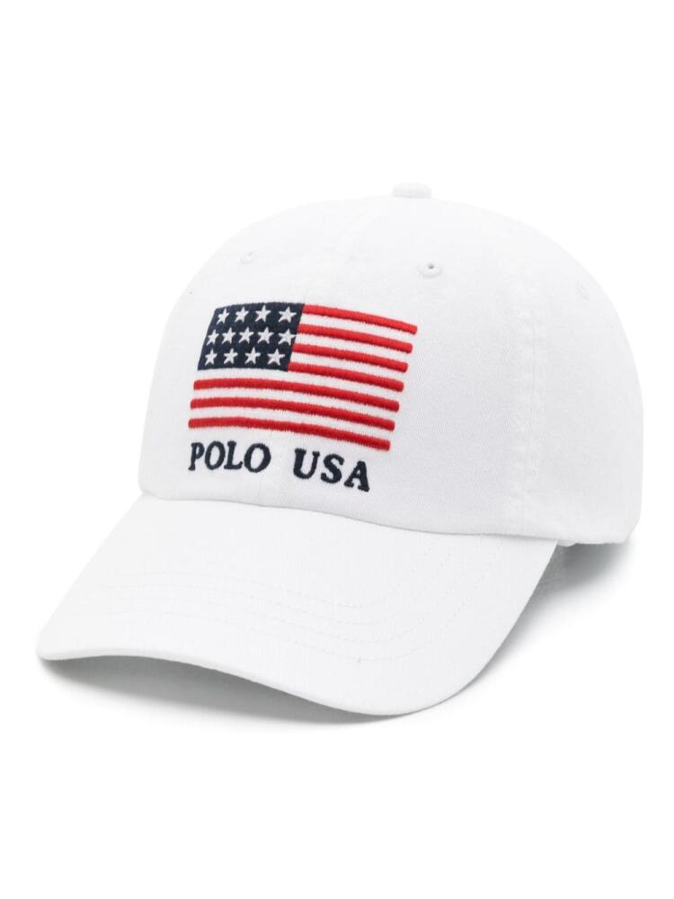 Polo Ralph Lauren flag-embroidered baseball cap - White Cover