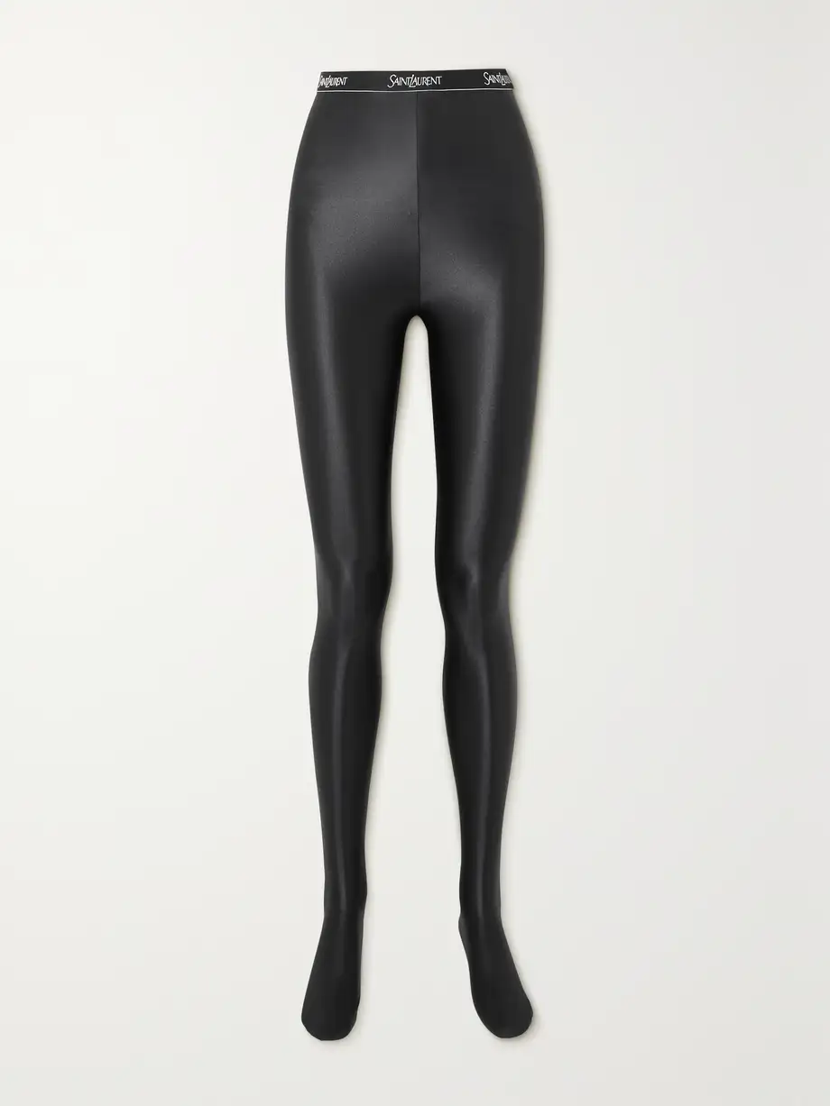 SAINT LAURENT - Glossed Stretch Leggings - Black Cover