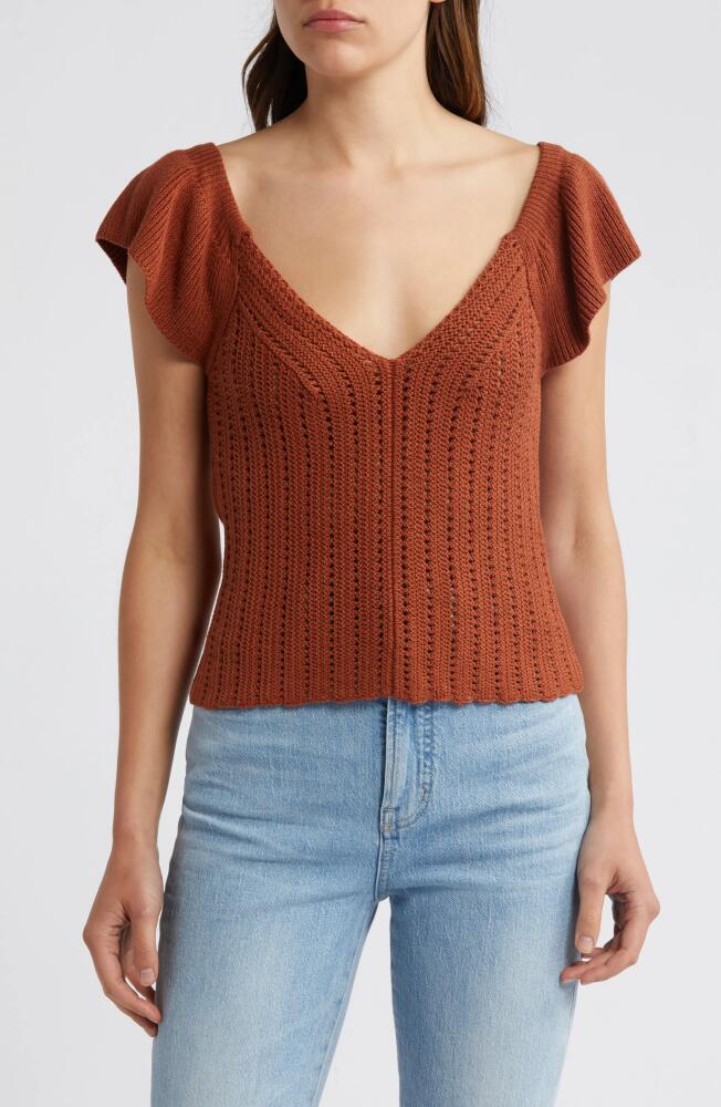 Treasure & Bond Open Stitch Linen Blend Sweater in Rust Sequoia Cover