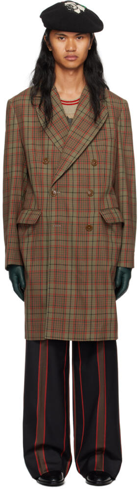 Vivienne Westwood Khaki & Red Check Coat Cover