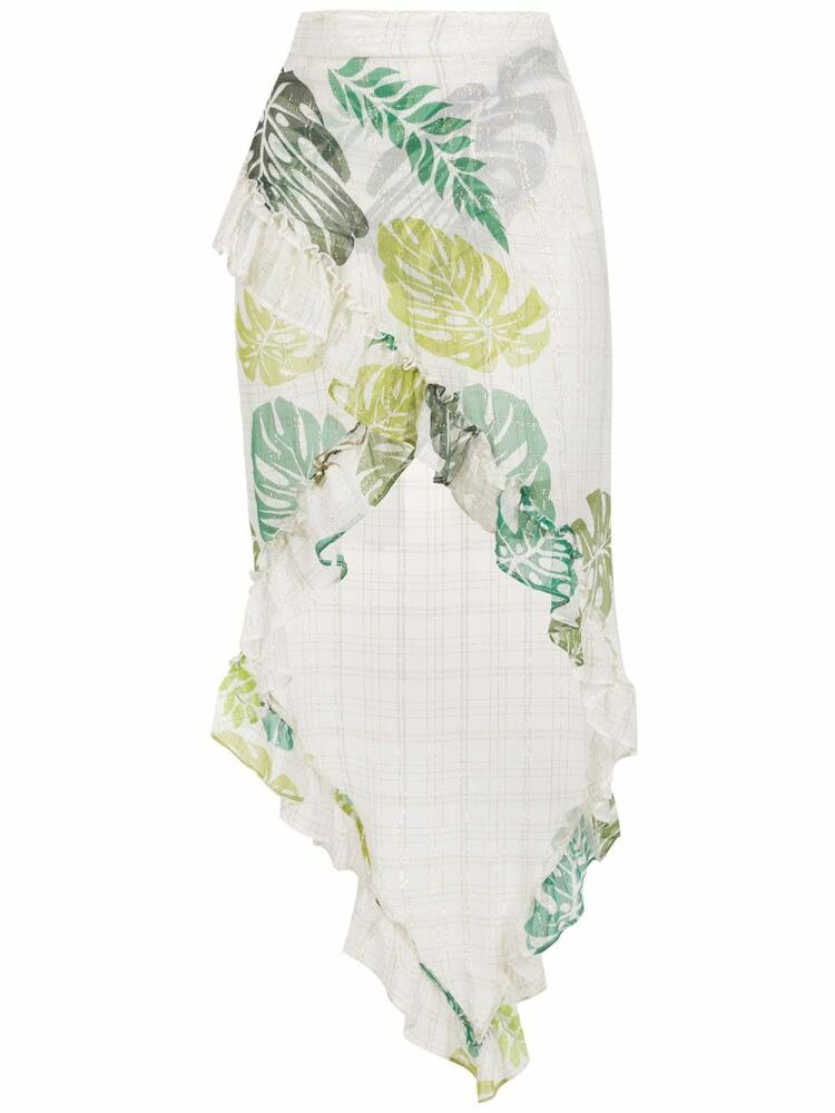 Amir Slama palm leaf print ruffle skirt - Neutrals Cover