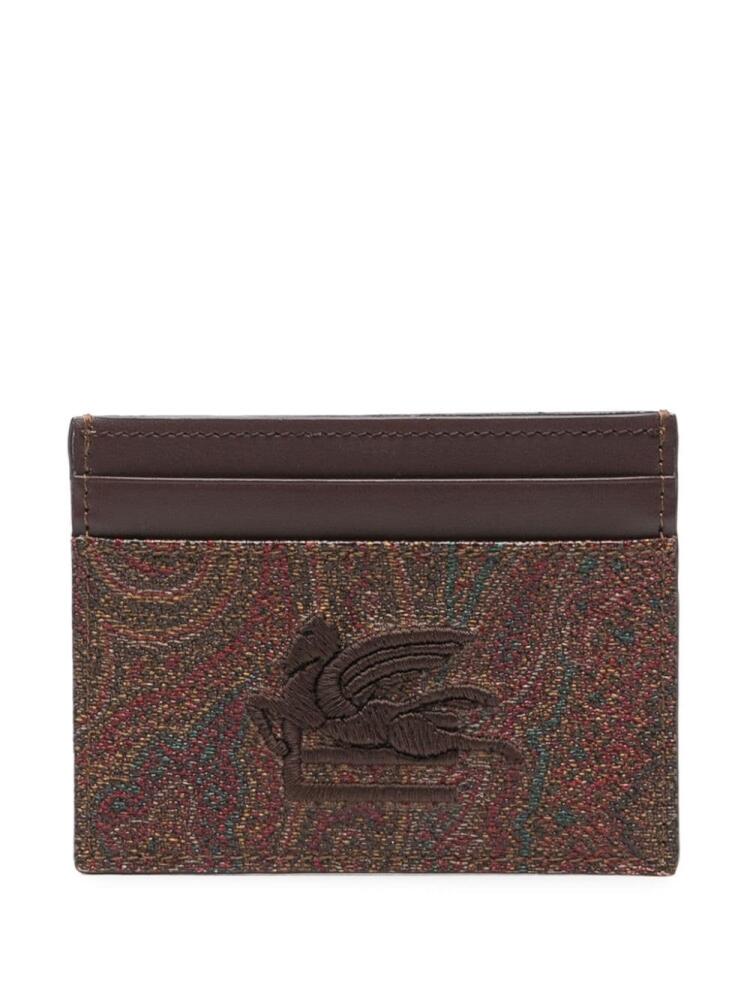 ETRO logo-embroidered cotton-blend cardholder - Brown Cover