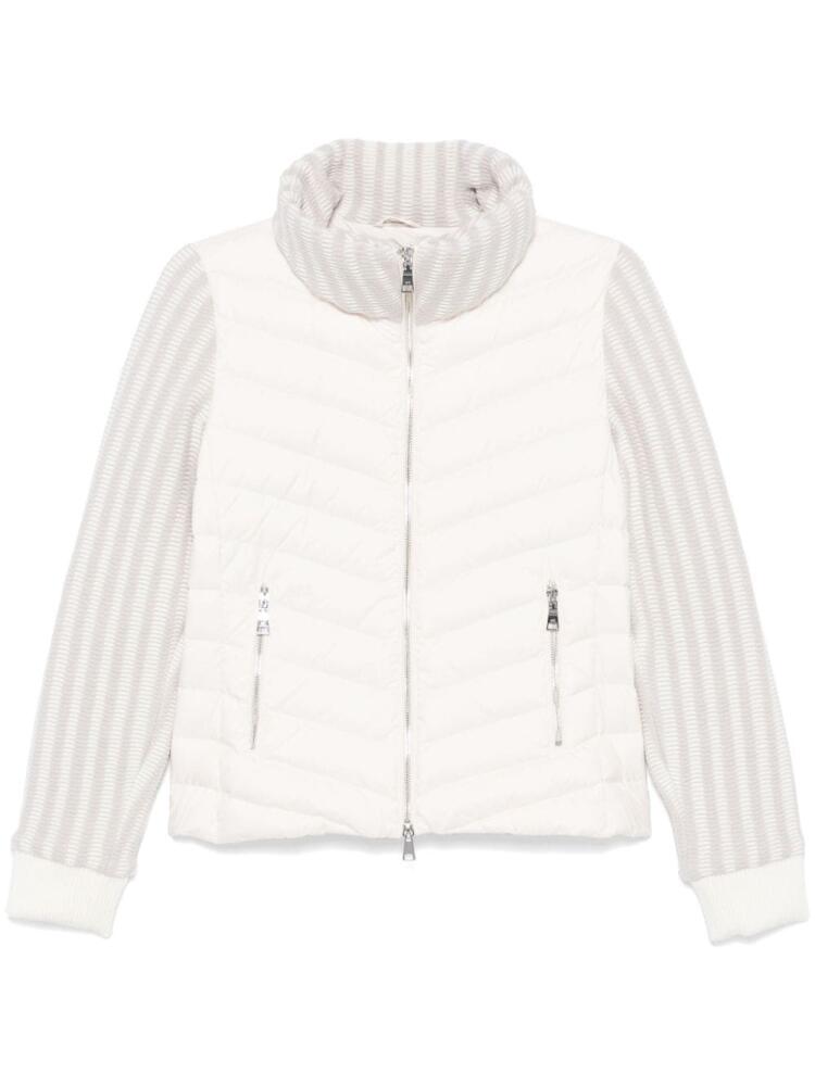 Add panelled puffer jacket - White Cover