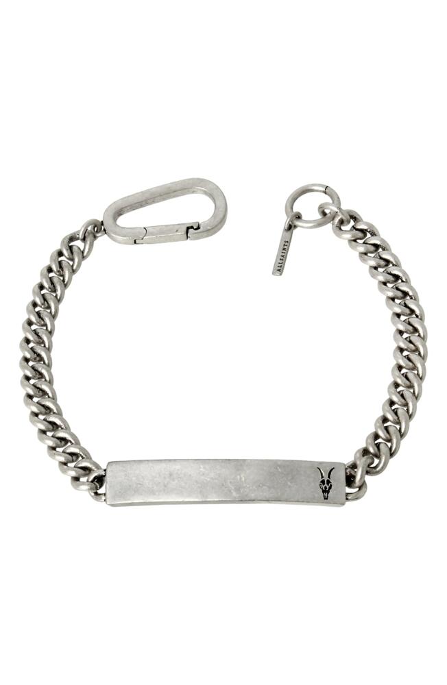 AllSaints Sterling Silver ID Bracelet in Warm Silver Cover