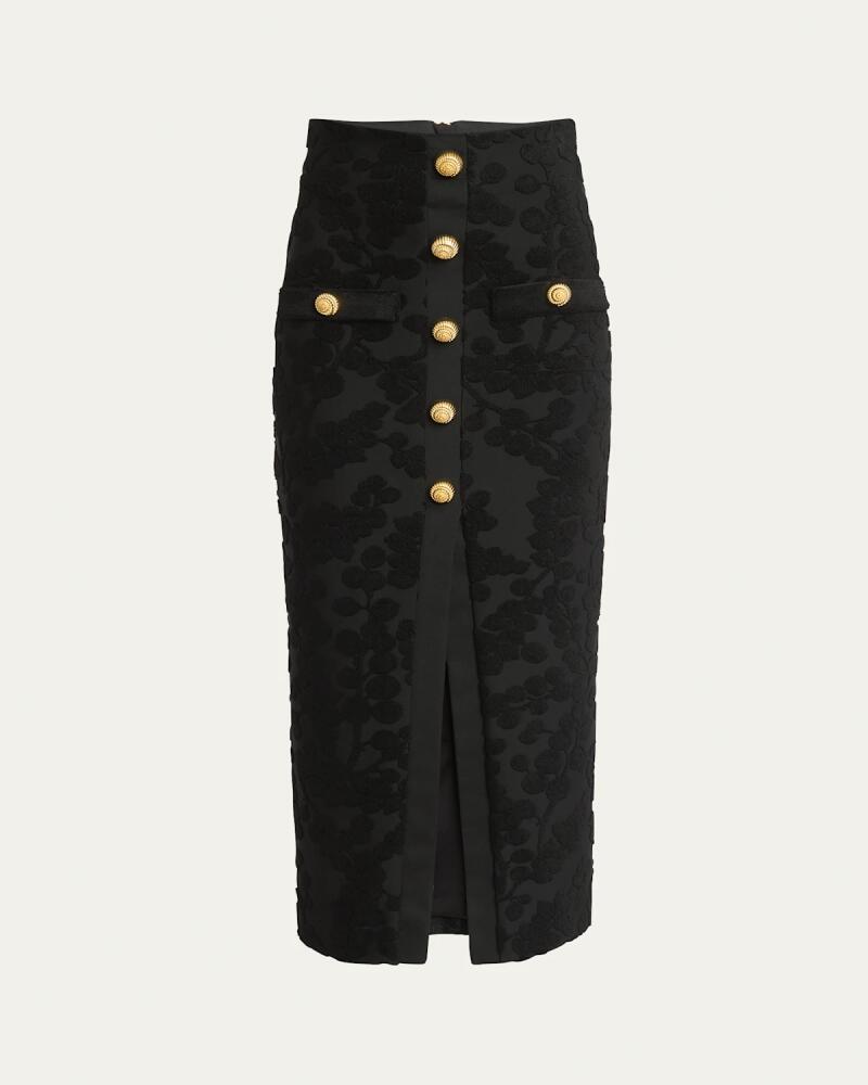 Balmain Buttoned Boucle Pencil Midi Skirt Cover