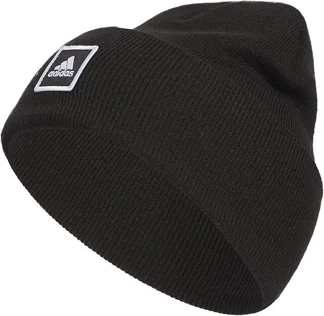 adidas Wide Cuff Fold Beanie (Black/White) Knit Hats Cover