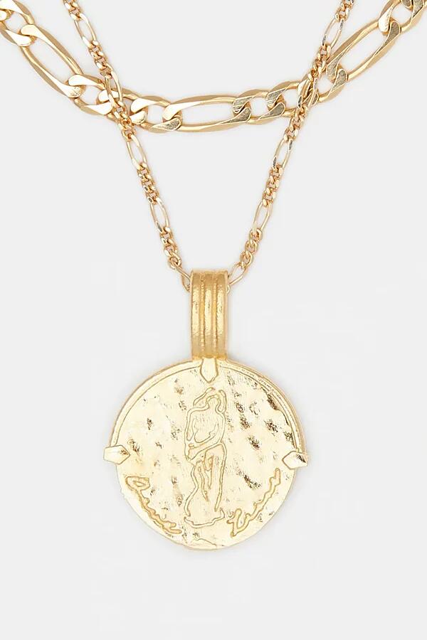 Deux Lions Jewelry Gold Sicilian Zodiac Layered Necklace in Aquarius Cover