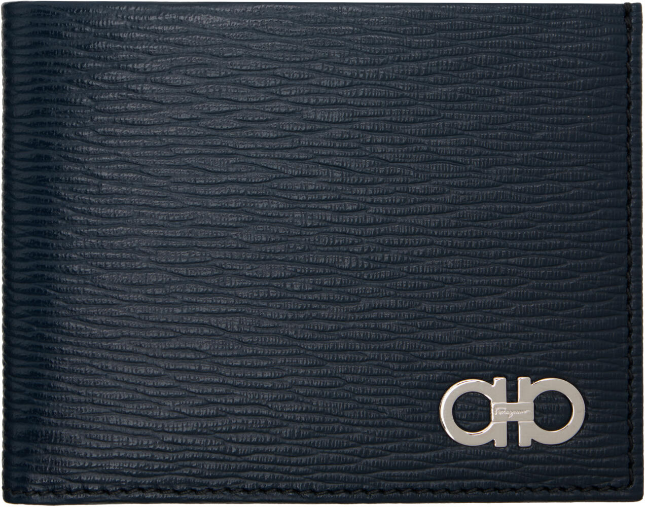 Ferragamo Navy Gancini ID Window Wallet Cover