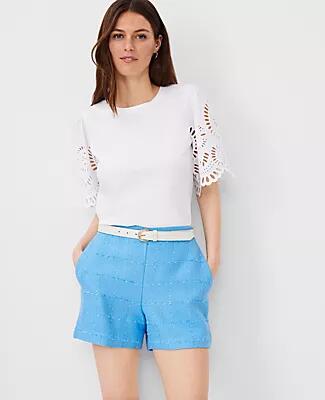 Ann Taylor Eyelet Sleeve Pima Cotton Tee Cover