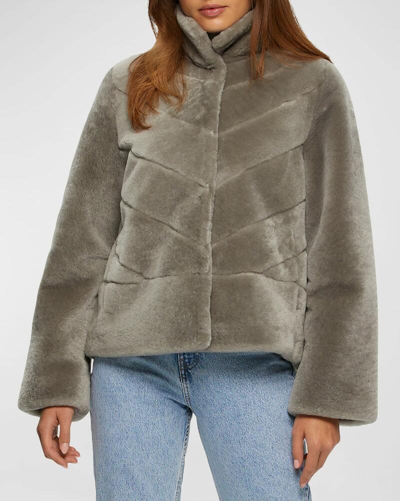 Gorski Chevron Lamb Shearling Jacket With Horizontal Bottom Cover