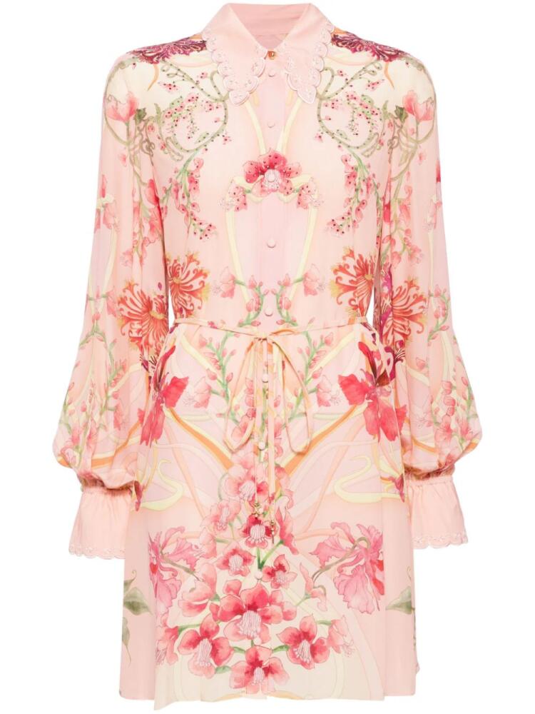 Camilla floral-print shift shirtdress - Pink Cover